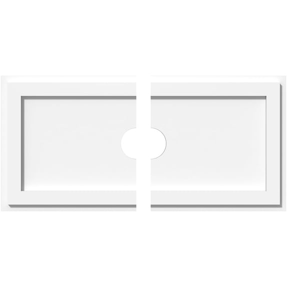 26"W x 13"H x 3"ID x 9"C x 1"P Rectangle Architectural Grade PVC Contemporary Ceiling Medallion, Two Piece