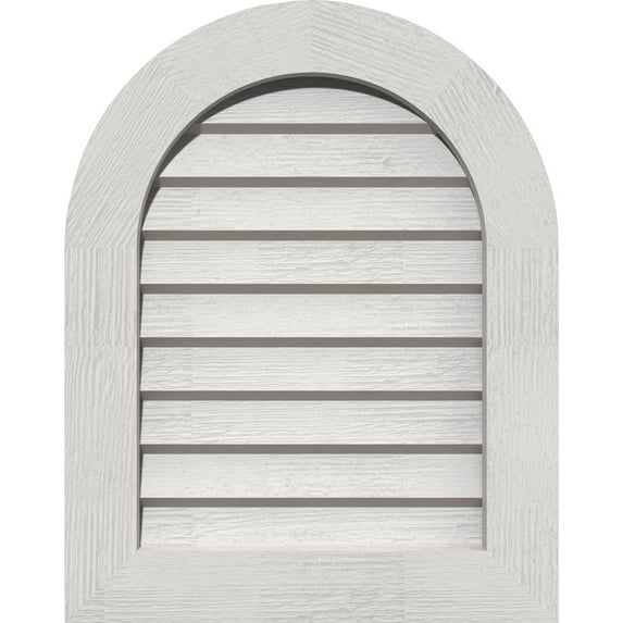 26"W x 34"H Round Top Gable Vent (31"W x 39"H Frame Size): Primed, Non-Functional, Rough Sawn Western Red Cedar Gable Vent w/ Decorative Face Frame