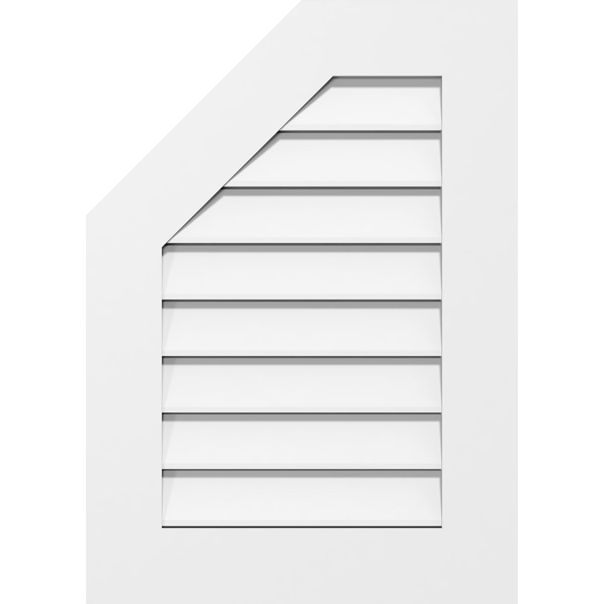 26"W x 36"H Half Octagon Top Left Surface Mount PVC Gable Vent: Functional, w/ 3-1/2"W x 1"P Standard Frame