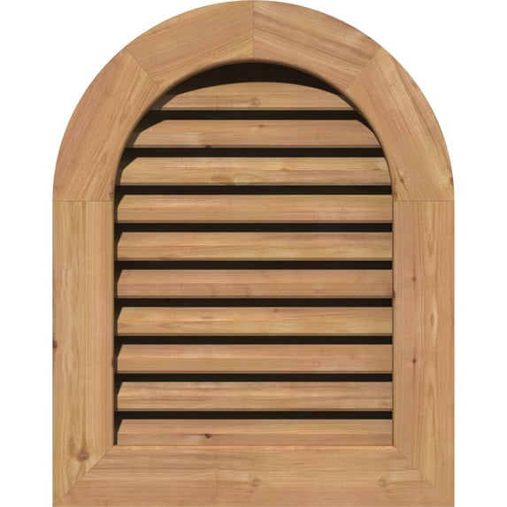 26"W x 36"H Round Top Gable Vent (31"W x 41"H Frame Size): Unfinished, Functional, Smooth Western Red Cedar Gable Vent w/ 1" x 4" Flat Trim Frame