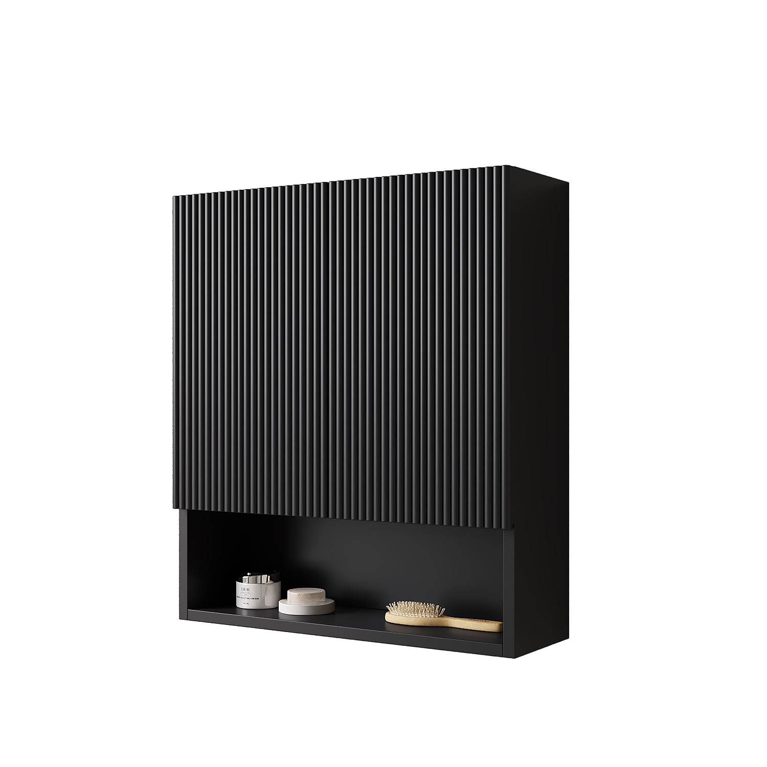 26" Wall-Mounted Striped Bathroom Cabinet, with Doors, Shelf and Open ...