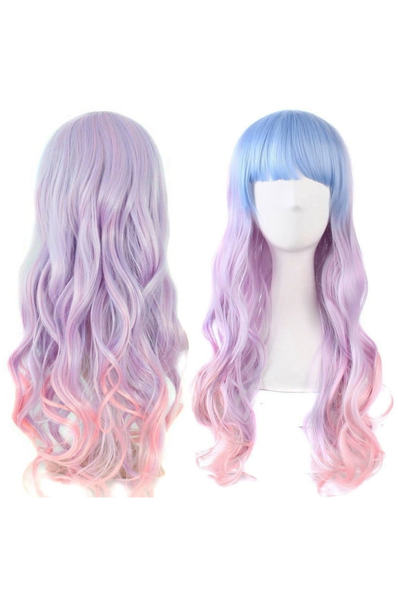 26 Wavy Multi-Color Lolita Mermaid Cosplay Party Wig Light Blue, Pink, Purple