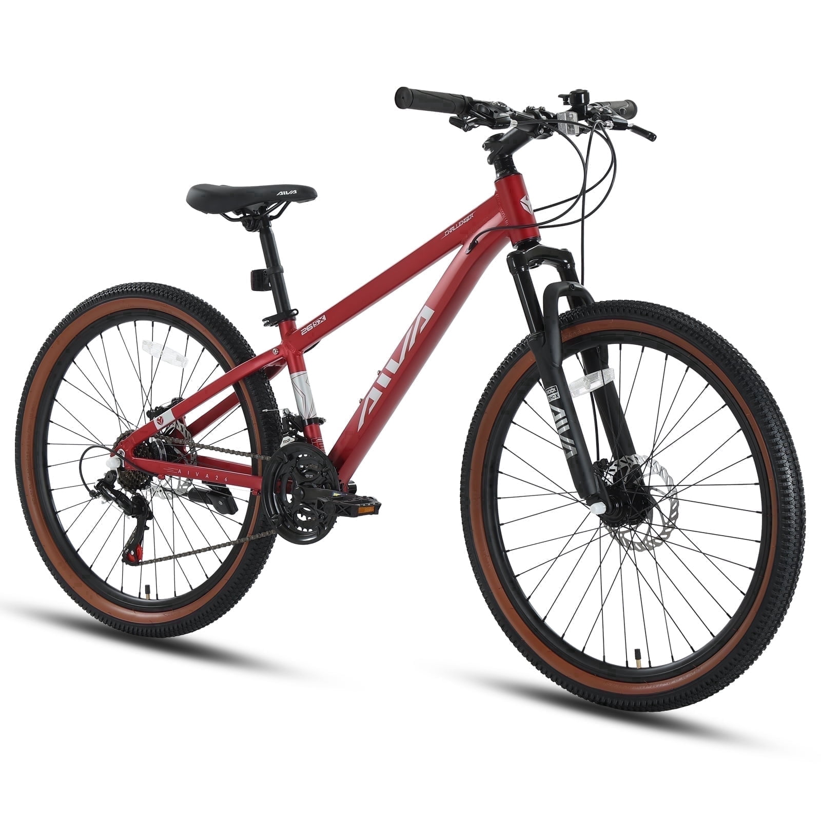 26" Wheel Mountain Bike, 21 Speed with Dual Disc Brake Mountain Bicycle, Aluminum Frame Fits Teens Womens Mens MTB Cycling Bikes