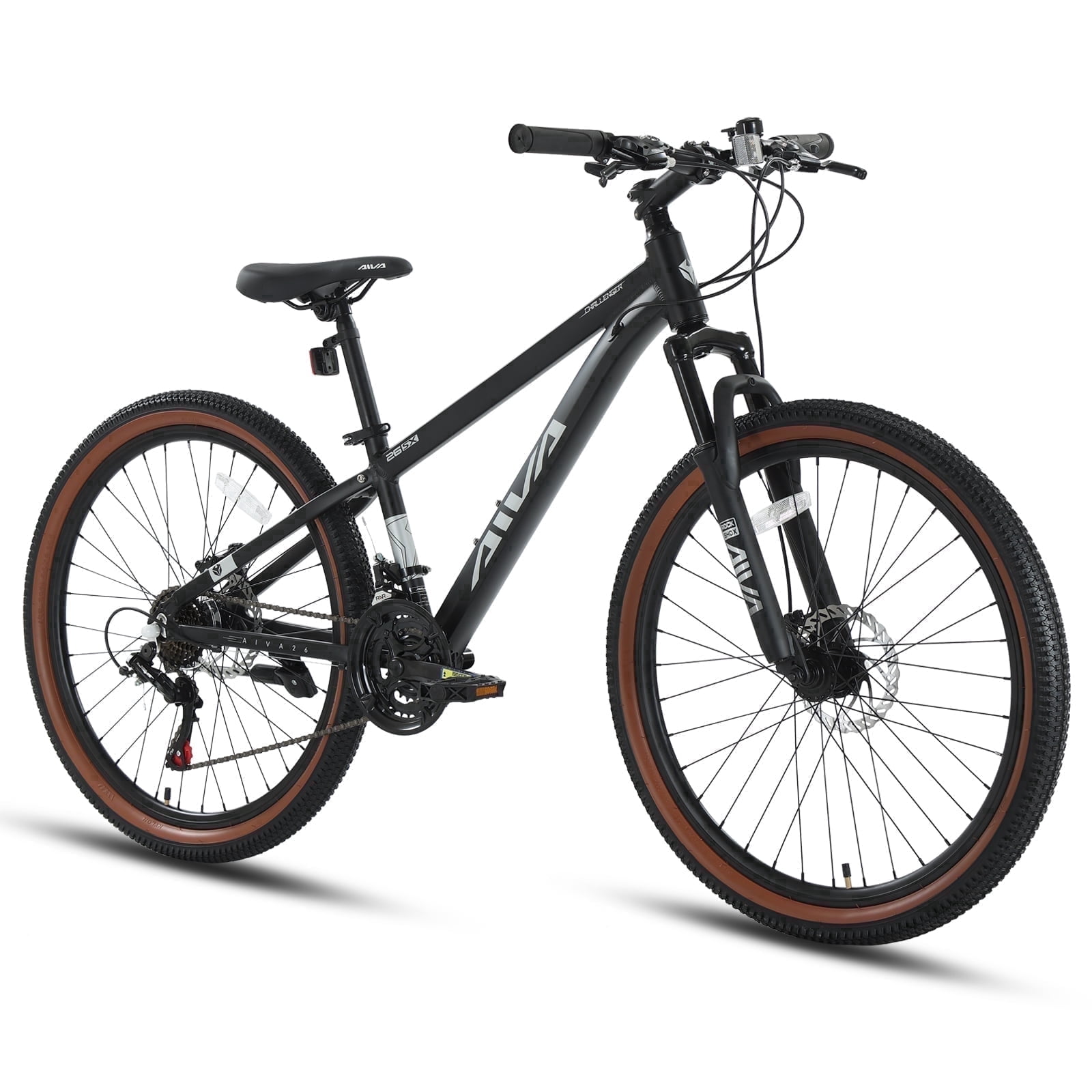 26" Wheel Mountain Bike, 21 Speed with Dual Disc Brake Mountain Bicycle, Aluminum Frame Fits Teens Womens Mens MTB Cycling Bikes