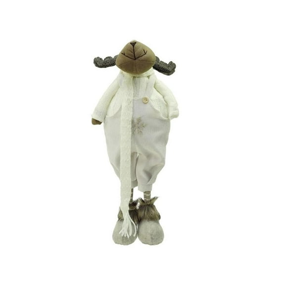 26" White and Brown Standing Boy Moose Decorative Christmas Tabletop Figure