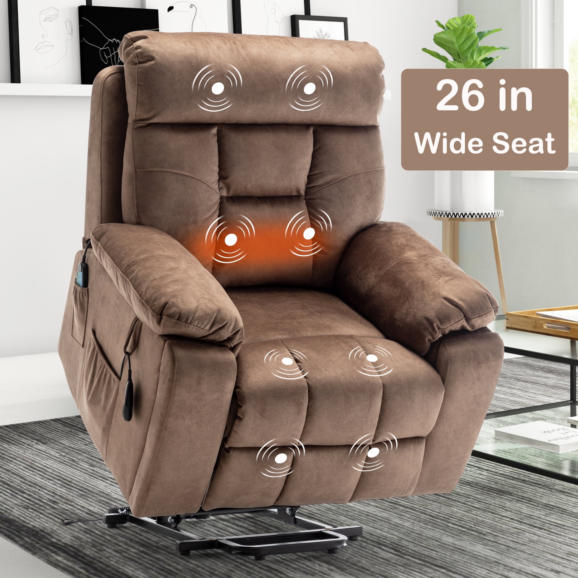 26" Wide Large Power Lift Recliner Chair, BTMWAY Oversize Electric Lift