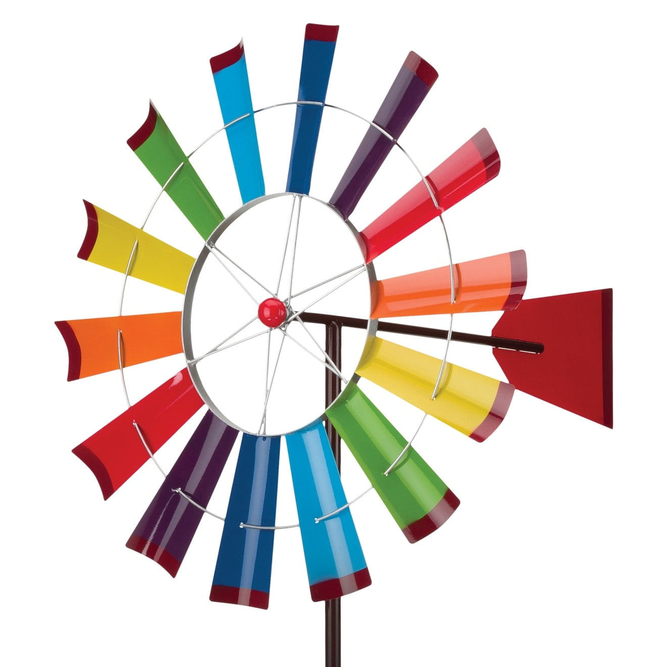 77" Tall Rainbow Metal Windmill Garden Spinner