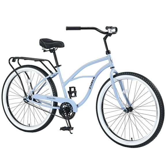 26” Women's Beach Cruiser Bike,Single Speed Bicycle for Women,Blue