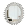 thumbnail image 1 of 26" Wood Gear Shape Wall Mirrors Decorative,Round Bathroom Mirror with Jagged Edges,Metal Structure Makeup Mirror for Bathroom,Living Room,Entryway,White Washed, 1 of 8