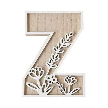 26 Wooden Letters for Wall Decoration, Paintable Wood Alphabet with Flower Patterns for DIY Name Signs,Room Decor, Wedding Home Decoration, Rustic Wood Wall Art and Custom Craft Projects
