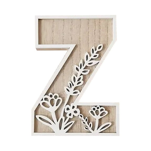 26 Wooden Letters for Wall Decoration, Paintable Wood Alphabet with Flower Patterns for DIY Name Signs,Room Decor, Wedding Home Decoration, Rustic Wood Wall Art and Custom Craft Projects