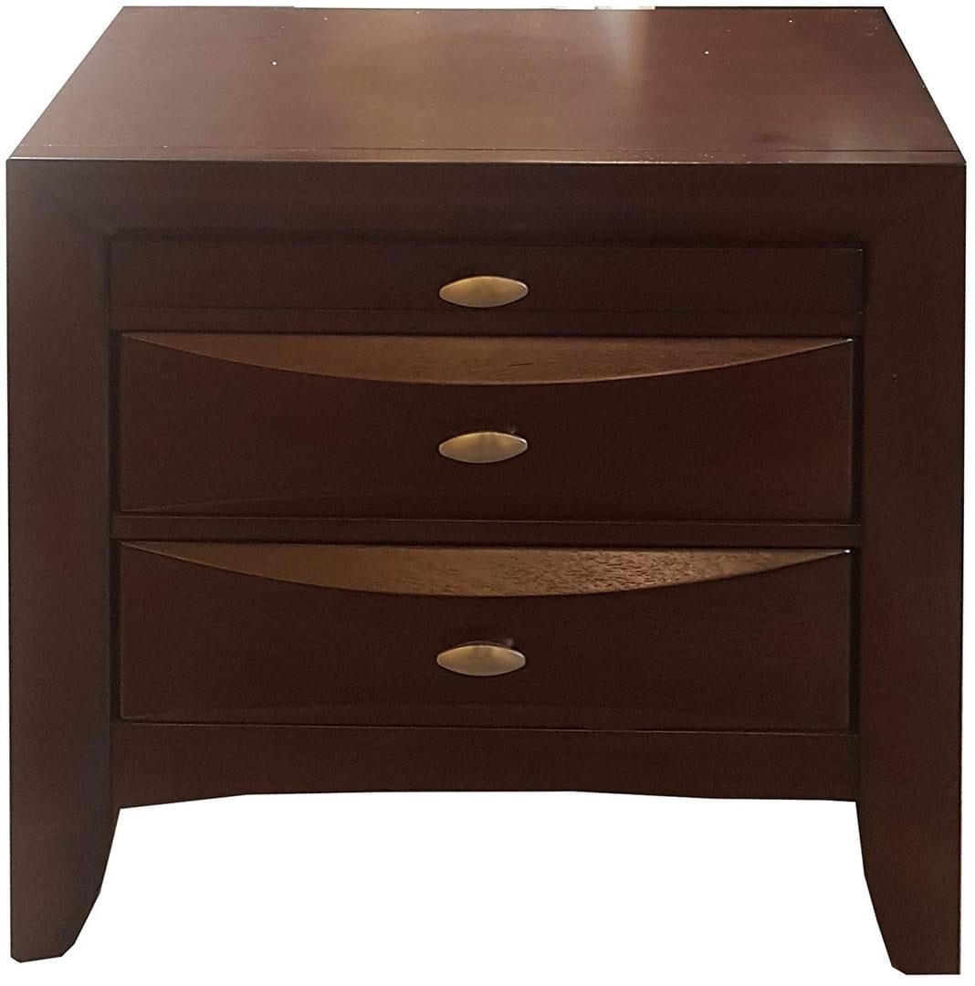 Espresso Solid Wood 3-Drawer Nightstand with Metal Legs