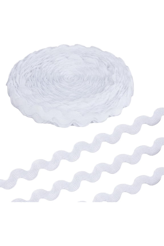 26 Yards Wave Bending Fringe Trim RIC Rac Trim Ribbon Woven Braid Fabric Lace White Flat Sew on Ribbons Curved Edge Ribbon for DIY Clothes Dress Wrapping Home Wedding Party Decoration