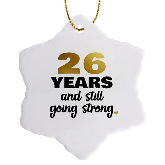 3drose, 26 Year Anniversary Still Going Strong Gift for 26th Wedding Anniversary, 3 inch Snowflake Porcelain Ornament
