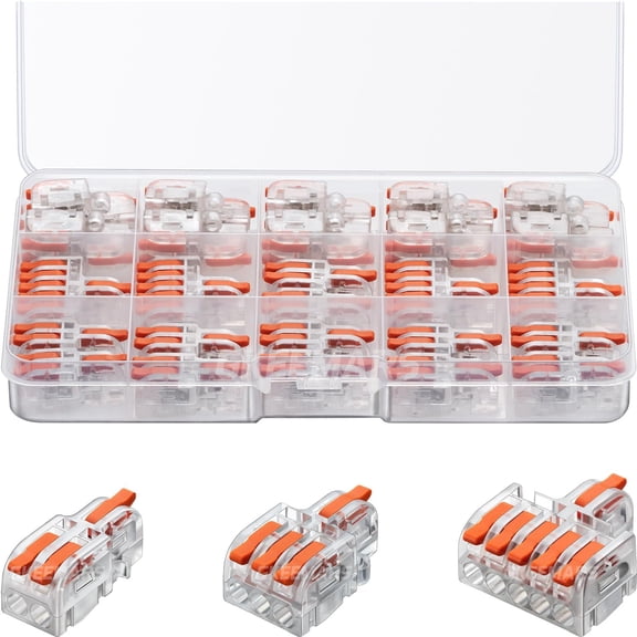 26 count Compact Splicing Connectors Wire Connectors Kit 2, 3 and 5 Circuit Inline Splices 24-12 AWG (Clear)