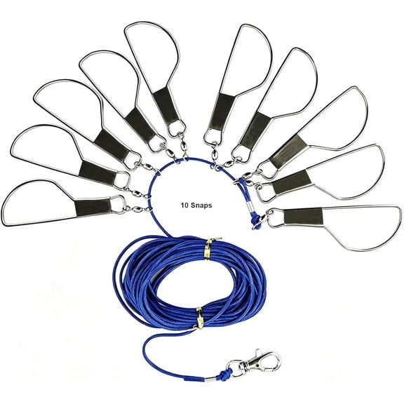 26 ft Fishing Stringer Fish Stringer Holder 10 Snaps for Caught Fish, Stainless Steel Swivels Snaps Lock for Trout, Perch, Bass, Saltwater or Freshwater