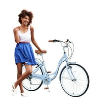 26 in. Beach Cruiser Bike, 7 Speed Women's Comfort Bike with Seat Rack, Blue
