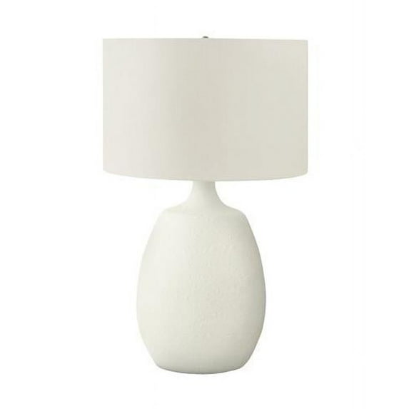 26 in. Gourd Table Lamp with Cream Drum Shade, Cream