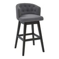 thumbnail image 1 of 26 in. Grey Tufted Fabric & Dark Espresso Wood Swivel Bar Stool, 1 of 1
