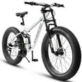 thumbnail image 1 of 26 in Men's Fat Tire Bike,Shimano 21-Speed,Full Suspension Mountain Bike,White, 1 of 8