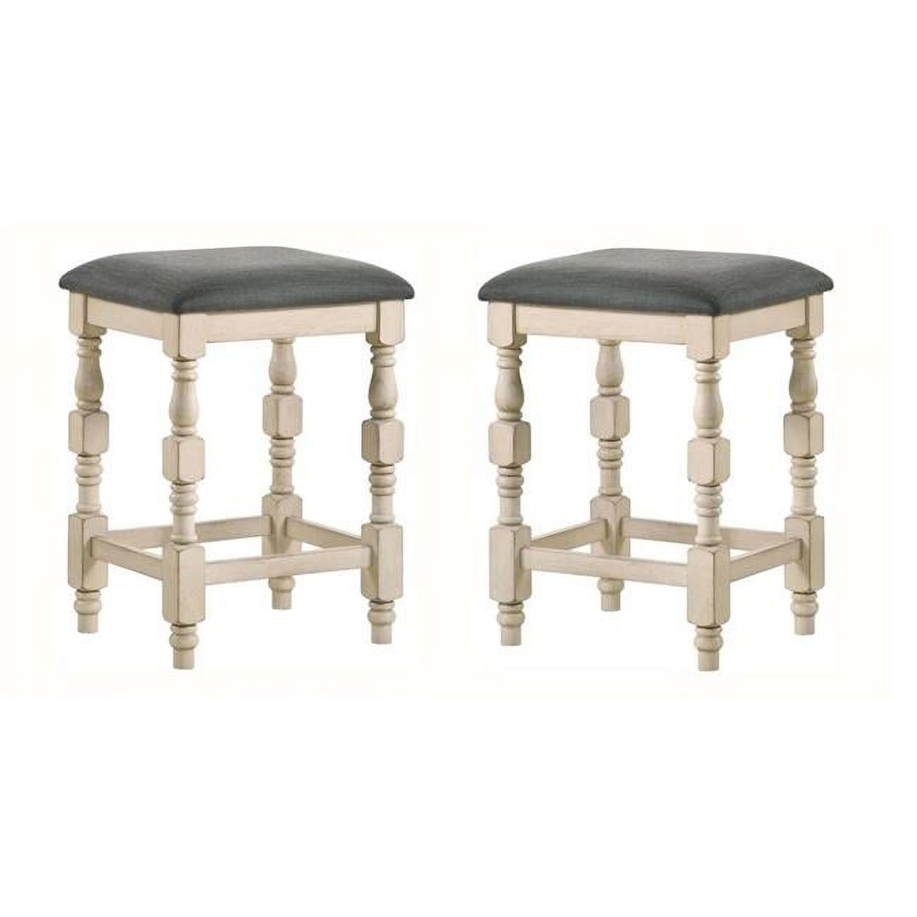 26 in. Padded Seat Swan Counter Height Stool, Ivory & Gray Set of 2