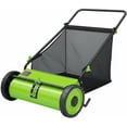 thumbnail image 1 of 26 in Push Lawn Sweeper,Leaf & Grass Collector with Large Capacity 7 ft³ Mesh Collection Bag, 4 Spinning Brushes for Grass Clippings, Leaves & Debris, 1 of 7