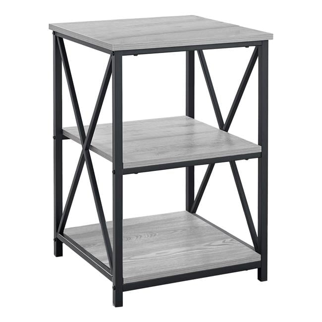 Modern Industrial Black Metal & Grey Wood Square Side Table