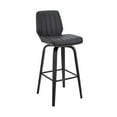 thumbnail image 1 of 26 in. Renee Swivel Grey Faux Leather & Black Wood Bar Stool, 1 of 1