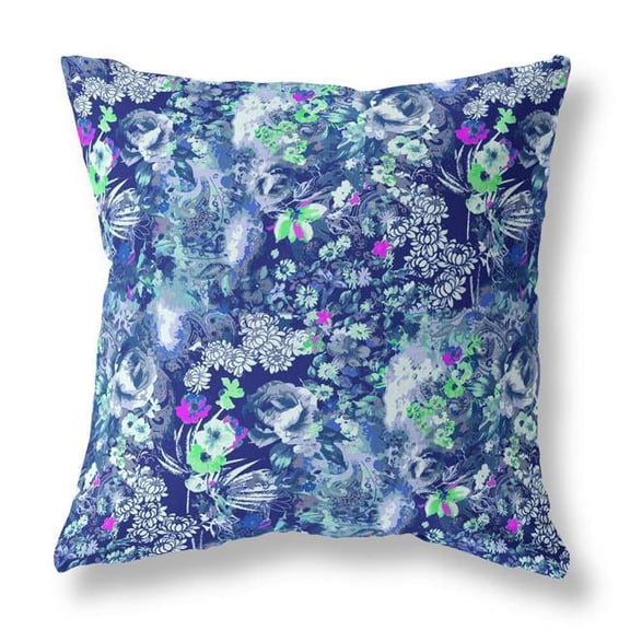 26 in. Springtime Indoor & Outdoor Throw Pillow, Purple & Blue