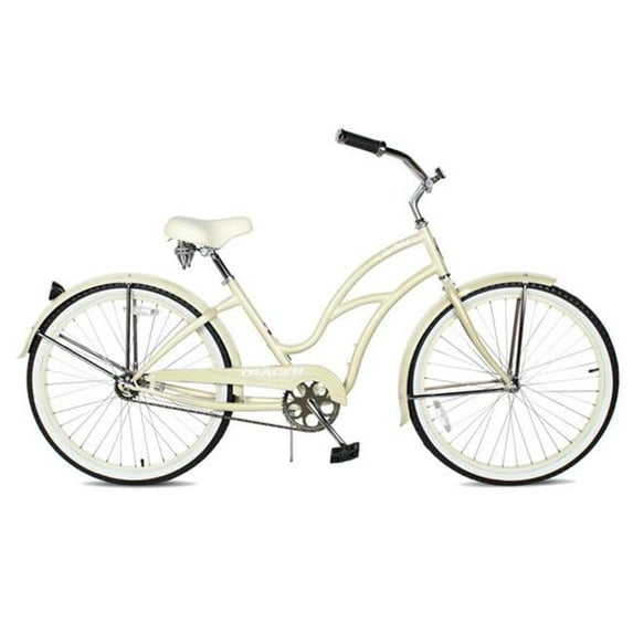 26 in. Taha 7 Speed Beach Cruiser Bikes for Women, Cream & Venilla