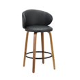 thumbnail image 1 of 26 in. Zubi Wingback Black & Brown Legs Counter Height Chair - Set of 2, 1 of 1