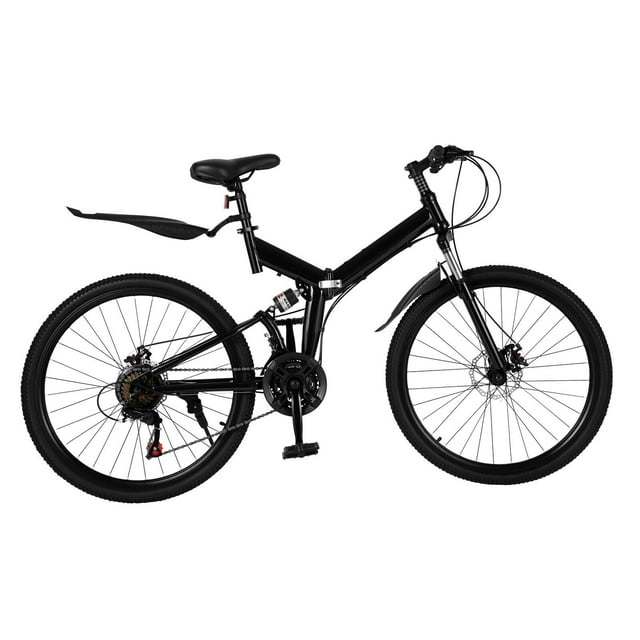 26 inch 21 Speed Folding Mountain Bike Full Suspension Dual Disc Brakes