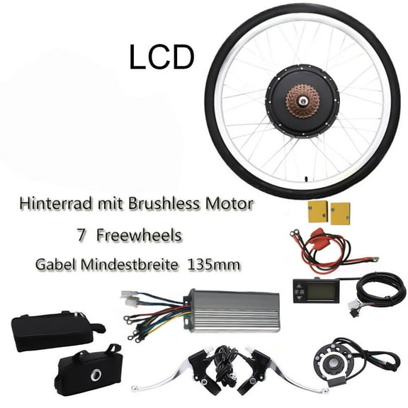 26 inch 48V 1000W Rear Wheel Electric Bike Motor Conversion Kit Rear E-Bike Wheel Hub E-Bike Cycling Hub Rear Wheel E-Bike Motor Kit LCD Included