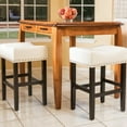 thumbnail image 1 of 26-inch Backless Leather Counter Stool ( Of 2) - Modern Bonded Saddle Seat With Padded Cushions, Hardwood Frame, Convenient Height For Counters, Desks And Tables, No Assembly Required 26" Stools, 1 of 6