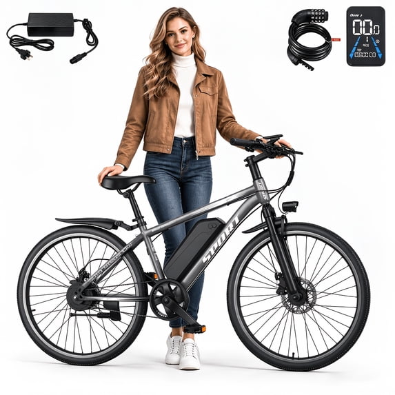 Black electric mountain bike, 749W motor, 19.9MPH,48V 12Ah battery, carbon steel frame, adult 26-inch electric commuter bike ,Class 2, UL 2849