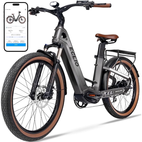 26" Carbon Fiber Electric Bike for Adults, 750W Motor 24MPH Lightweight Commuter E-Bike, 48V Dual Battery 128 Miles Long Range, 13+ Adult Electric Bicycle - Gray