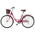 thumbnail image 1 of 26 inch City Cruiser Bicycle with Carbon Steel Frame Dual V Brakes Basket for Women Adults,Pink, 1 of 11