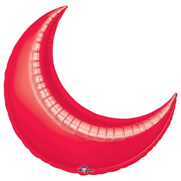 26 inch Crescent Moon - Red (3 Pk) Foil Mylar Balloon - Party Supplies Decorations