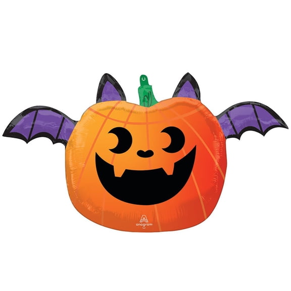 26 inch Fun & Spooky Pumpkin Bat Foil Mylar Balloon - Party Supplies Decorations