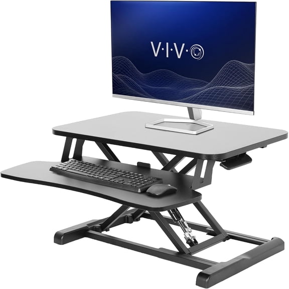 26 inch Height Adjustable Sit-to-Stand Desk Converter with Keyboard Tray, Black