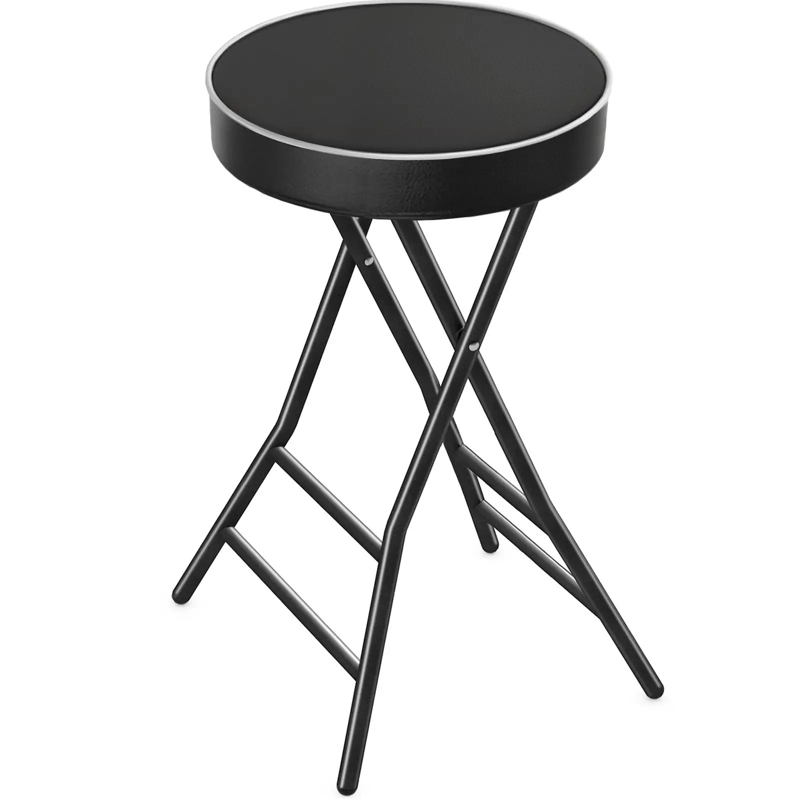 26 inch Height Folding Stool, 400 lbs Capacity, Faux Leather Seat for Outdoor, Camping