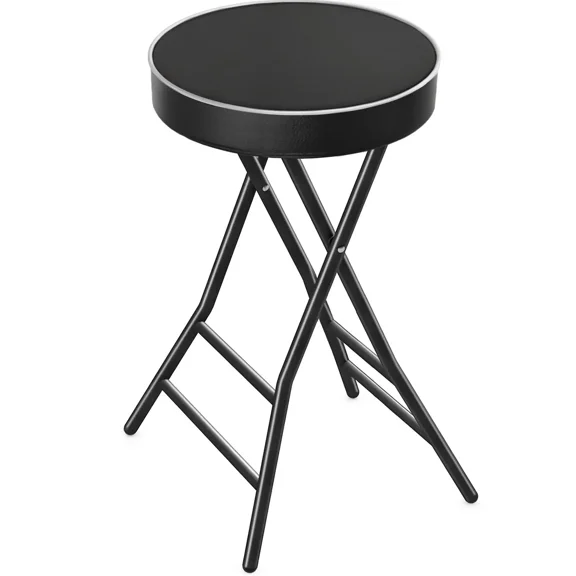 26 inch Height Folding Stool, 400 lbs Capacity, Faux Leather Seat for Outdoor, Camping