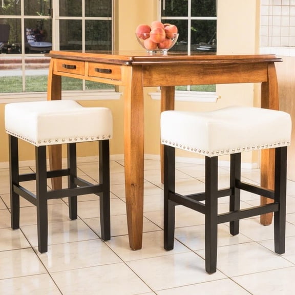 Bonded Leather, Set of 2, Padded Barstools - Complement Modern Kitchens