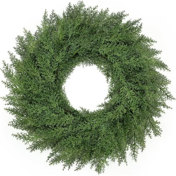 26 inch Lush Artificial Christmas Wreaths for Front Door Christmas Decorations Real Touch Faux Cedar Wreath Winter Wreath Large Green Wreaths for Windows Outdoor Indoor Walls Home Xmas Holiday Decor