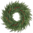 thumbnail image 1 of 26 inch Lush Christmas Wreaths for Front Door with Red Berries Christmas Decorations Real Touch Faux Cedar Wreath Large Winter Green Wreaths for Windows Outdoor Indoor Walls Home Xmas Holiday Decor, 1 of 18