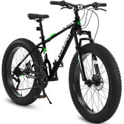 26 inch Mountain Bike for Men, Adult Fat Tire Bike with Disc Brakes 21 Speed, Black
