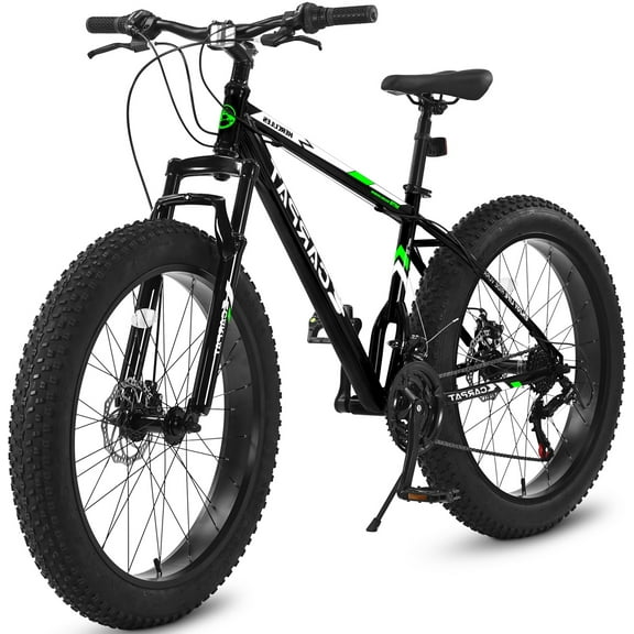 26 inch Mountain Bike for Men, Adult Fat Tire Bike with Disc Brakes 21 Speed, Black