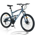 thumbnail image 1 of 26 inch Mountain Bike for Men and Women, 21-Speed Mountain Bicycle with Dual Suspension and Aluminum Alloy Frame, 85% Assembled, Blue, 1 of 6