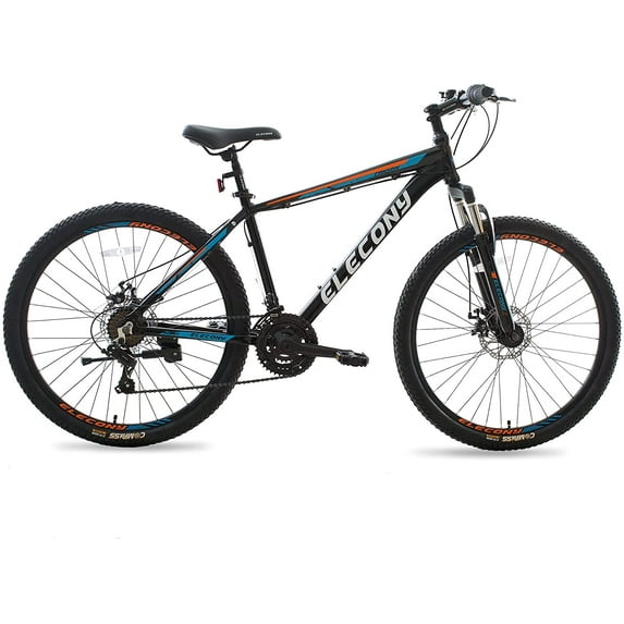26 inch Mountain Bike for Woman Men, Elecony Aluminum Mountain Bike, Shimano 21 Speed Mountain Bicycle Dual Disc Brakes for Adult Black