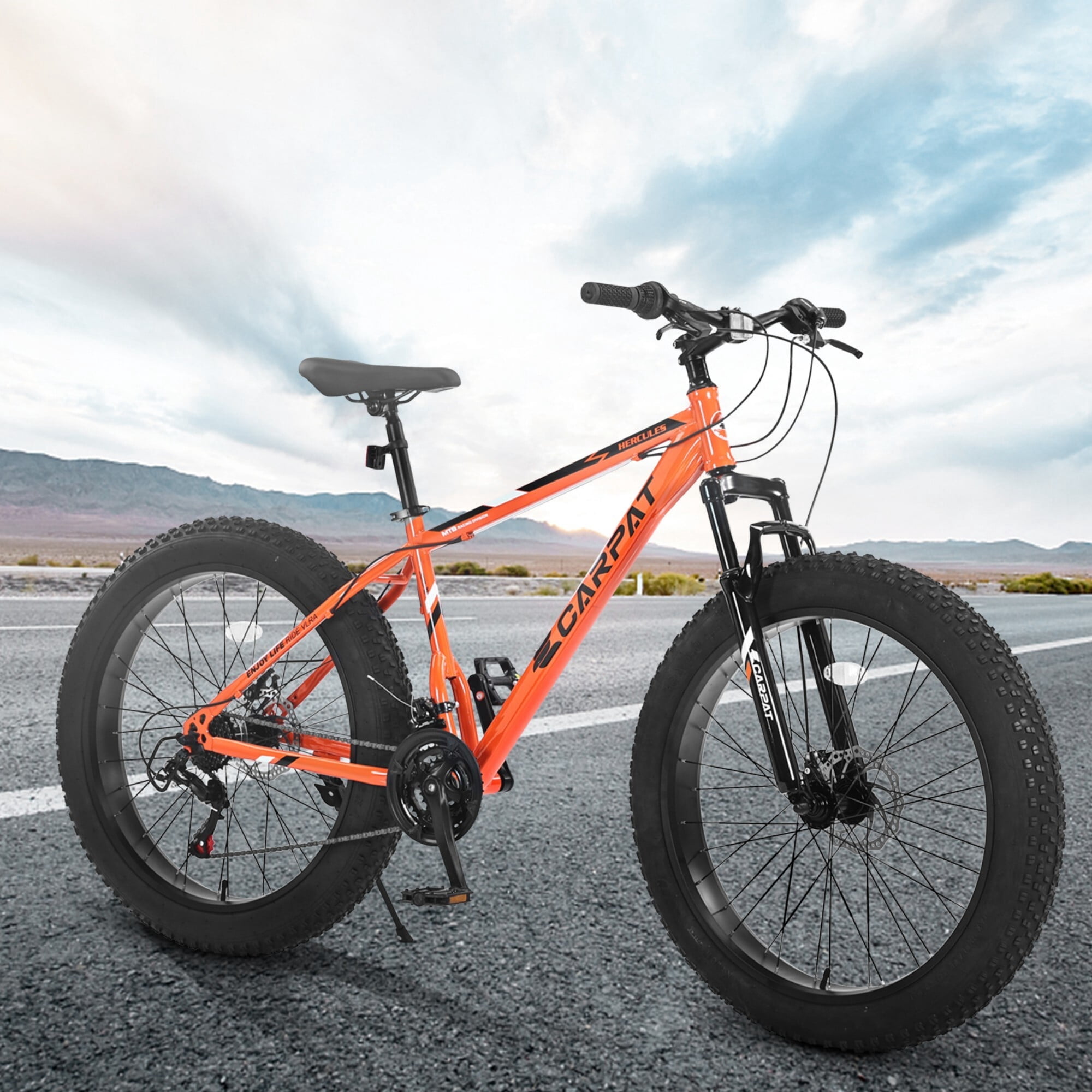 26 inch Mountain Bikes for Man and Woman, Shimano 21 Speeds Fat Tire